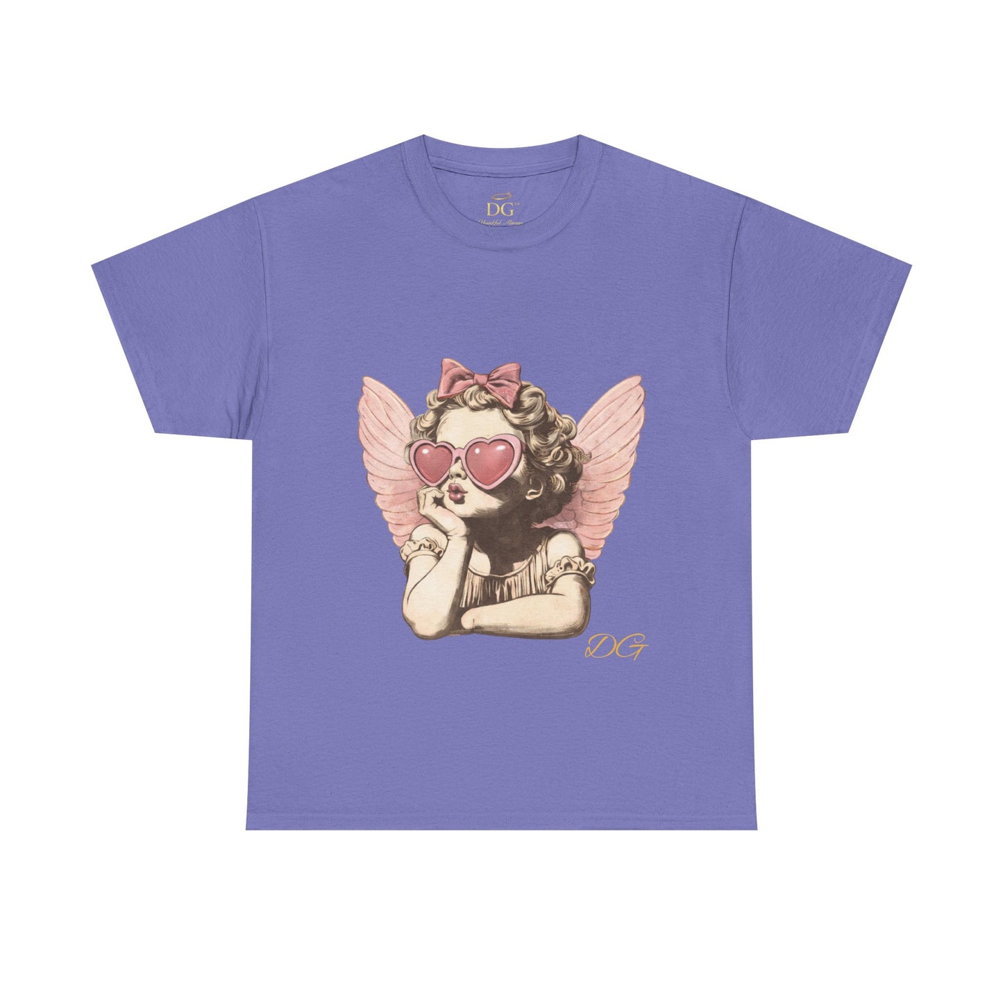 Angel Cherub Tee with Heart Sunglasses — Cute Vintage-Inspired Graphic T-Shirt