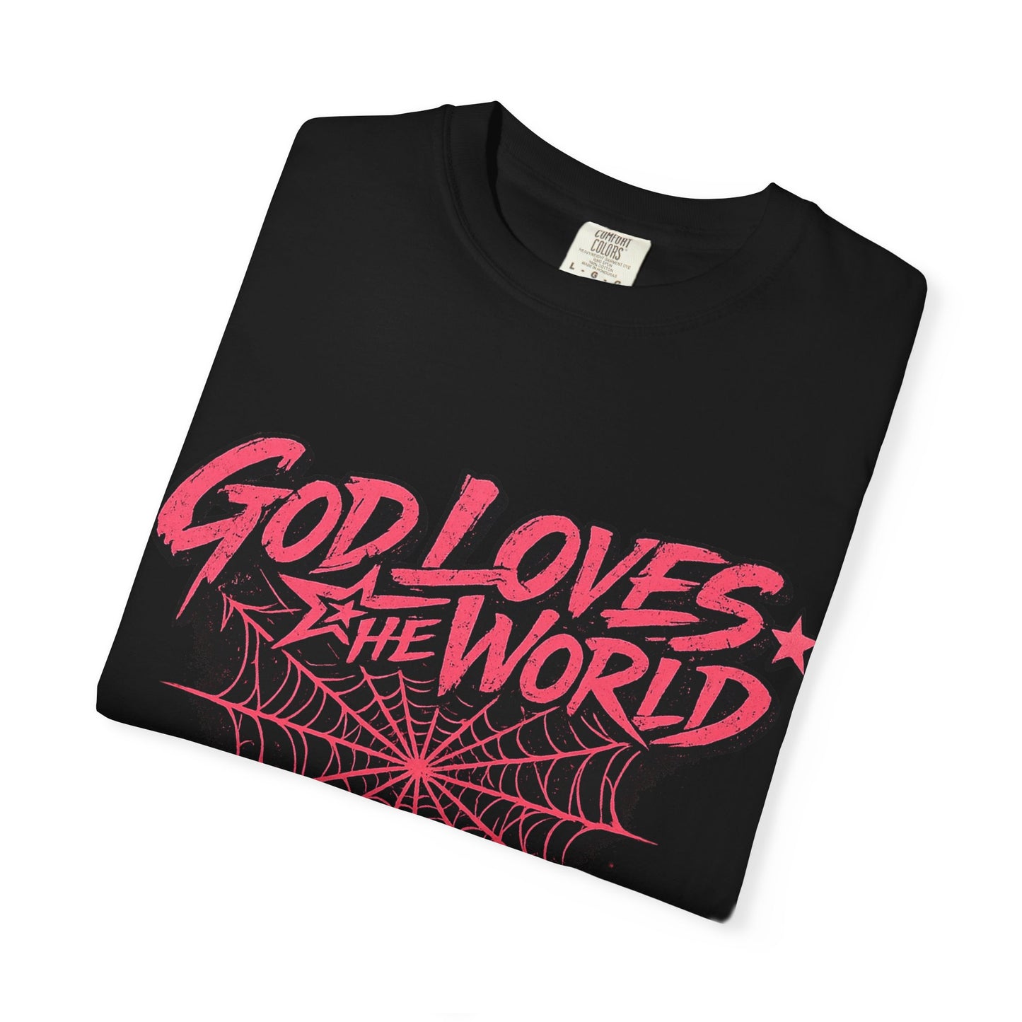 God Loves the World T-Shirt — Retro Spiderweb Graphic Christian Tee