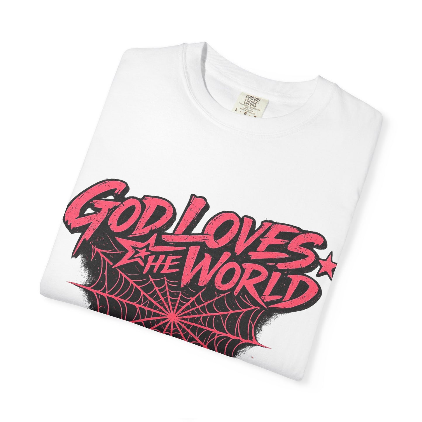 God Loves the World T-Shirt — Retro Spiderweb Graphic Christian Tee