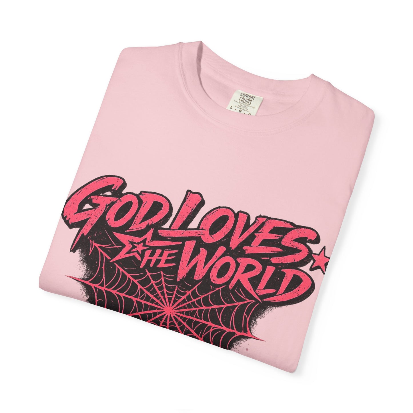God Loves the World T-Shirt — Retro Spiderweb Graphic Christian Tee
