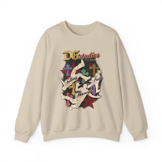 Crewneck Sweatshirt — DG Studios 'Holding Faith Through' Vintage Cross & Dove Design