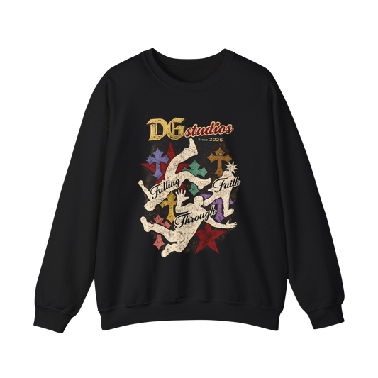 Crewneck Sweatshirt — DG Studios 'Holding Faith Through' Vintage Cross & Dove Design