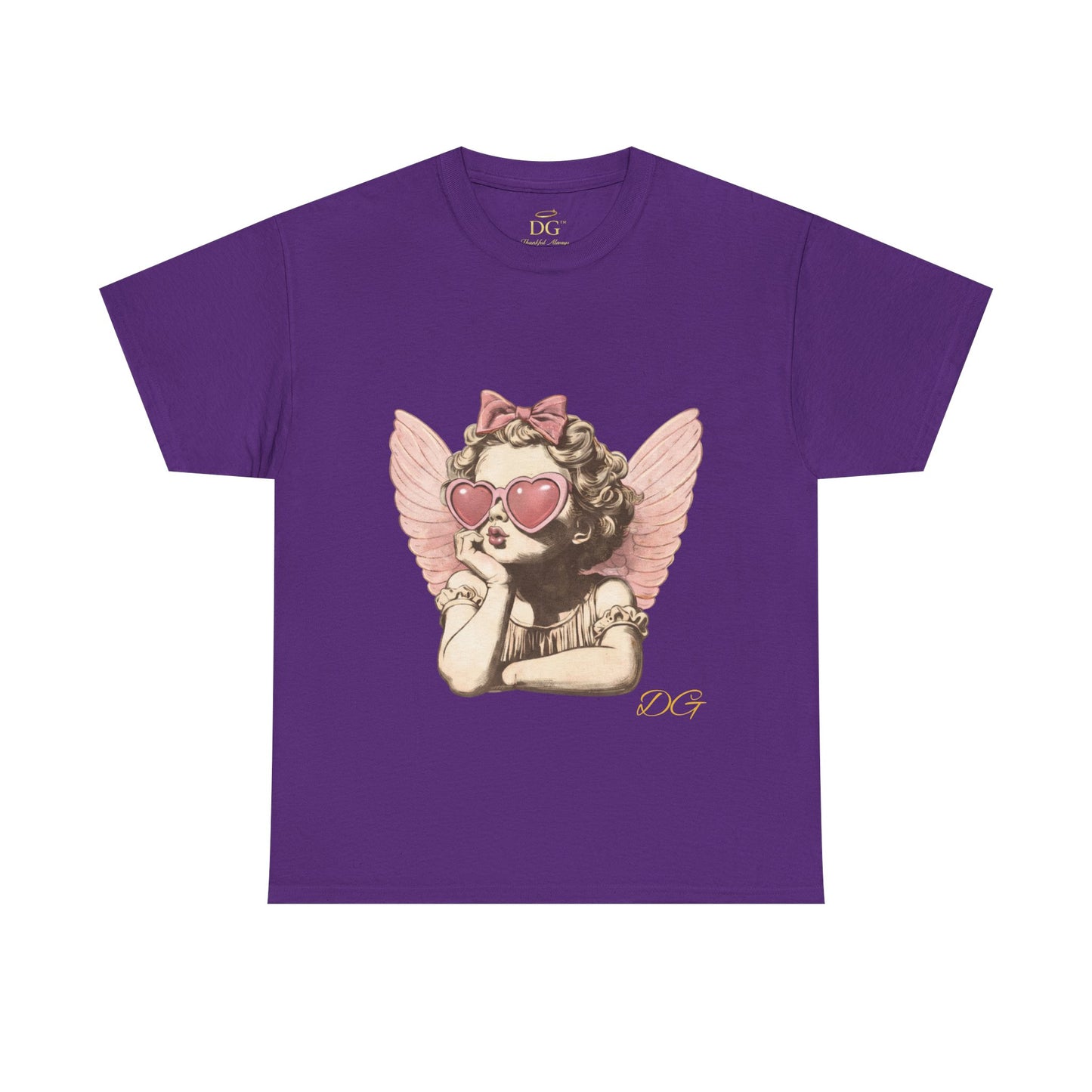 Angel Cherub Tee with Heart Sunglasses — Cute Vintage-Inspired Graphic T-Shirt