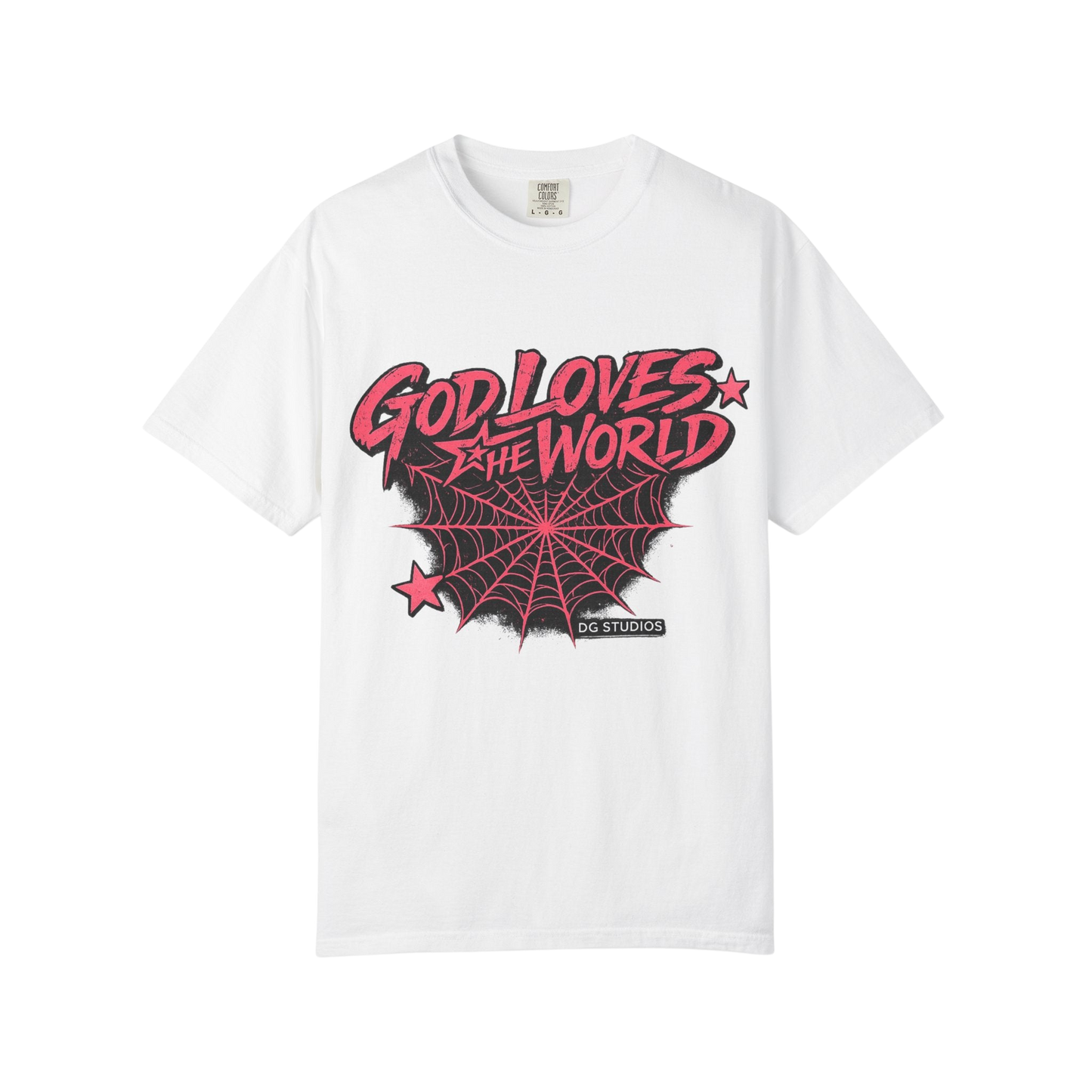 God Loves the World T-Shirt — Retro Spiderweb Graphic Christian Tee