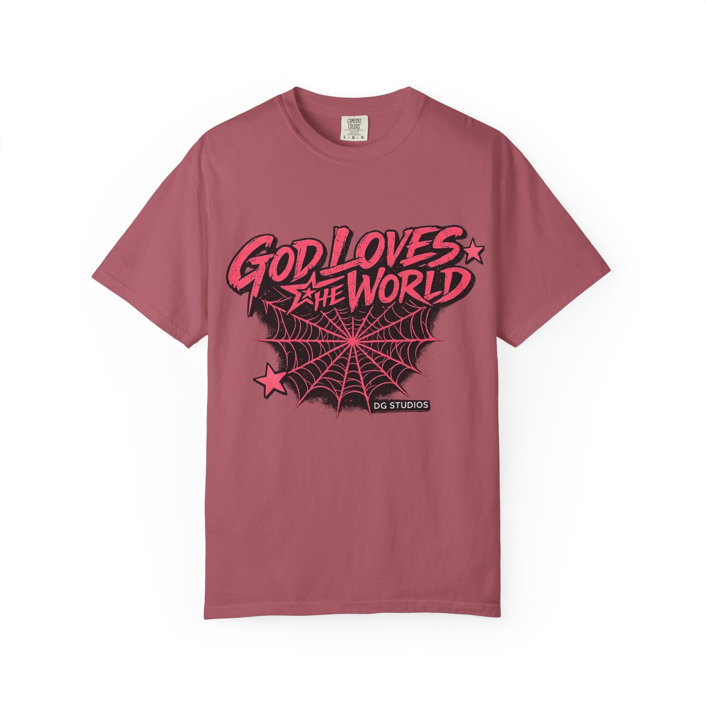 God Loves the World T-Shirt — Retro Spiderweb Graphic Christian Tee