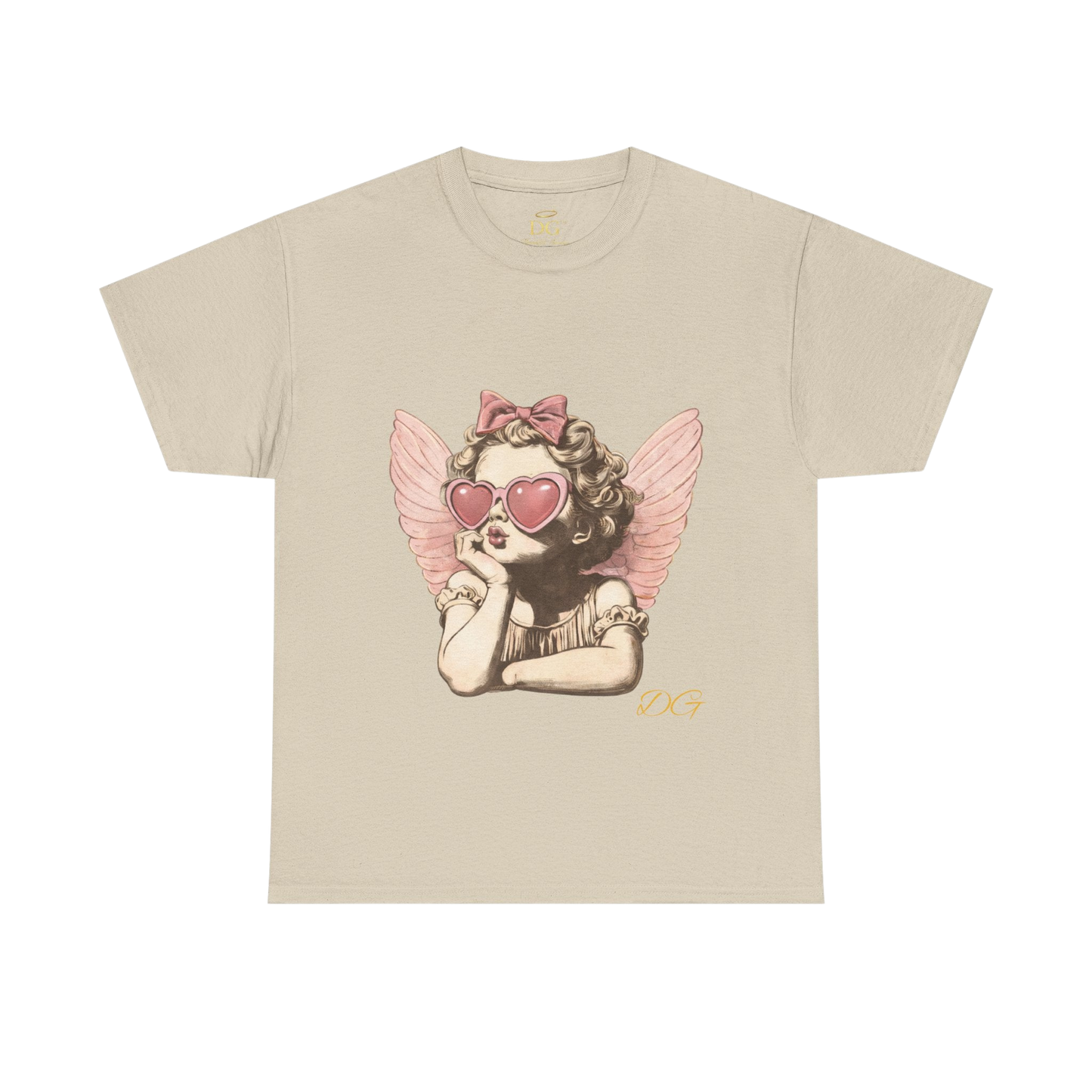 Angel Cherub Tee with Heart Sunglasses — Cute Vintage-Inspired Graphic T-Shirt
