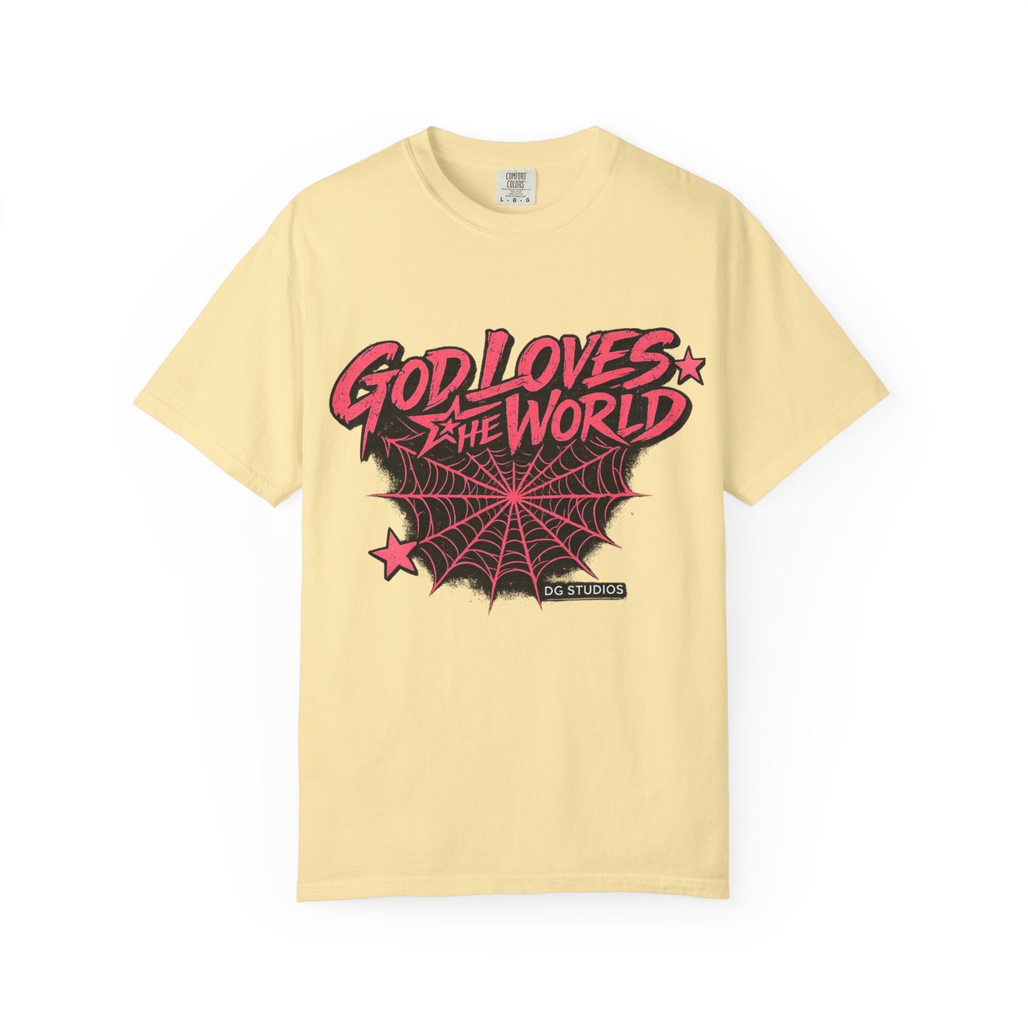 God Loves the World T-Shirt — Retro Spiderweb Graphic Christian Tee