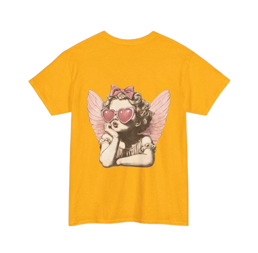 T-Shirt — "Prayed Up Pretty" Angel Graphic Tee (Pink Heart Sunglasses)