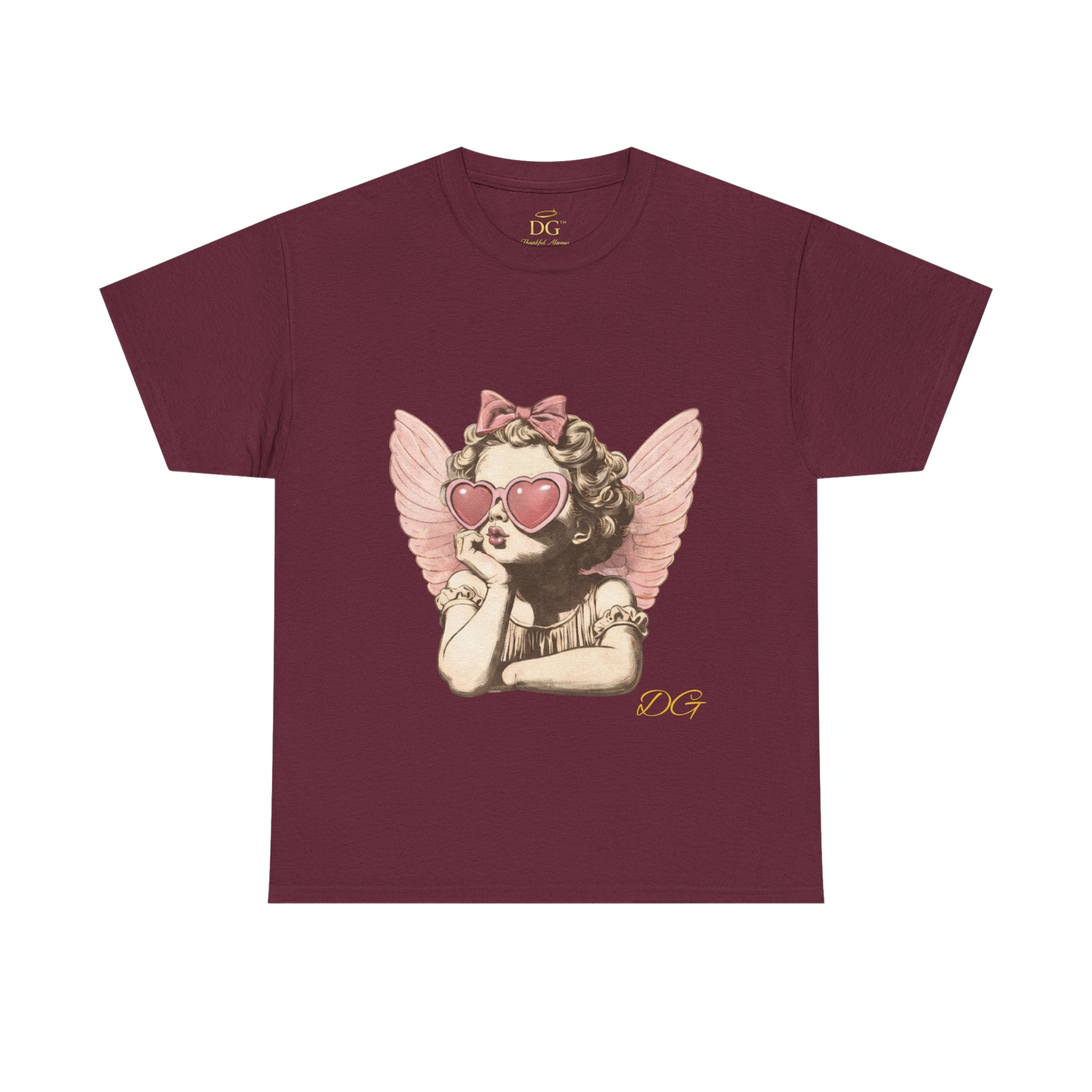 Angel Cherub Tee with Heart Sunglasses — Cute Vintage-Inspired Graphic T-Shirt