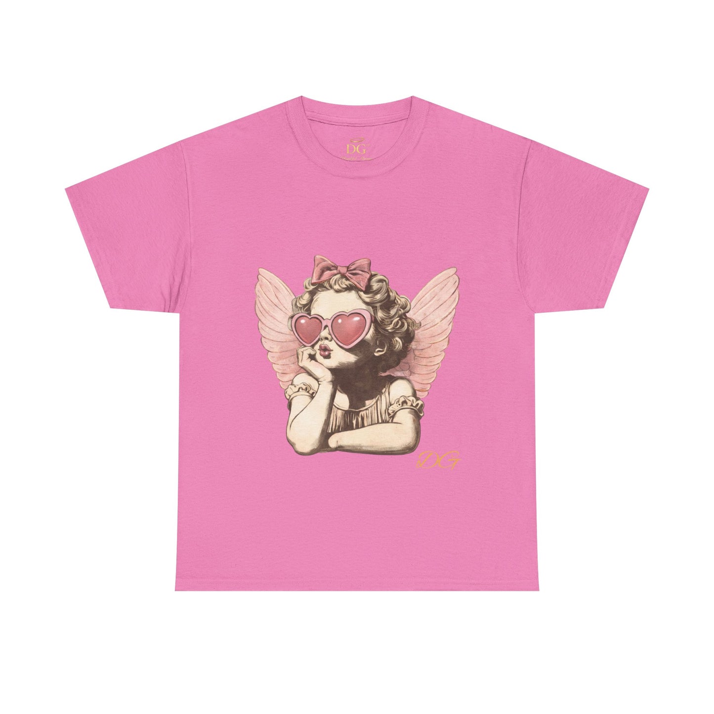 Angel Cherub Tee with Heart Sunglasses — Cute Vintage-Inspired Graphic T-Shirt