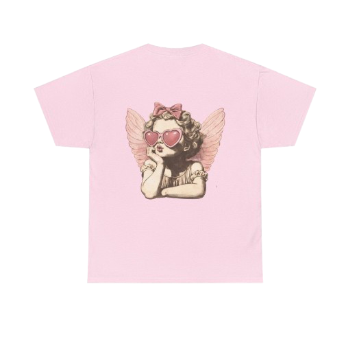 T-Shirt — "Prayed Up Pretty" Angel Graphic Tee (Pink Heart Sunglasses)