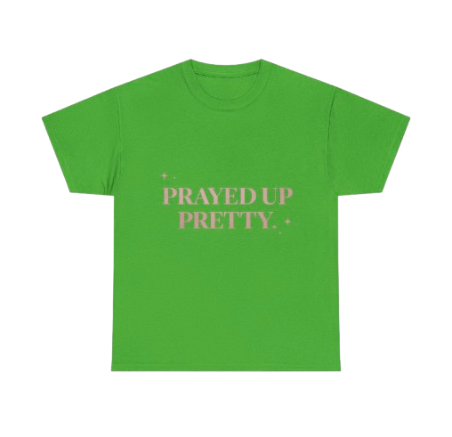 T-Shirt — "Prayed Up Pretty" Angel Graphic Tee (Pink Heart Sunglasses)