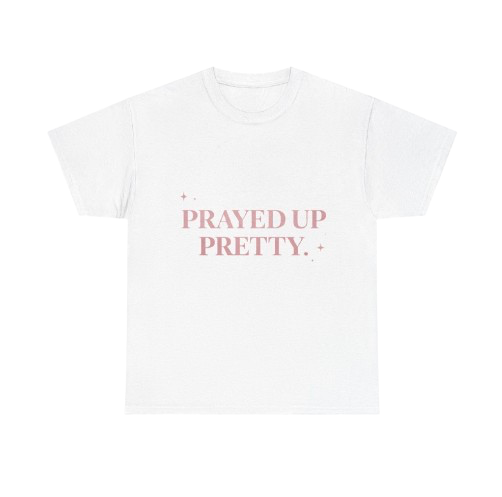 T-Shirt — "Prayed Up Pretty" Angel Graphic Tee (Pink Heart Sunglasses)