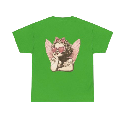 T-Shirt — "Prayed Up Pretty" Angel Graphic Tee (Pink Heart Sunglasses)