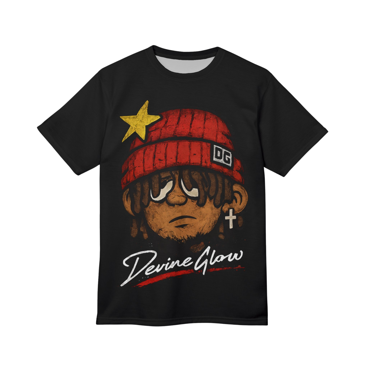 Devine Glow Red Beanie Character Tee