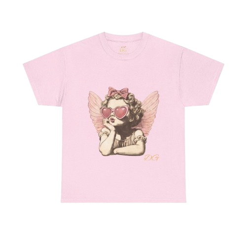Angel Cherub Tee with Heart Sunglasses — Cute Vintage-Inspired Graphic T-Shirt