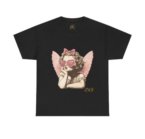 Angel Cherub Tee with Heart Sunglasses — Cute Vintage-Inspired Graphic T-Shirt